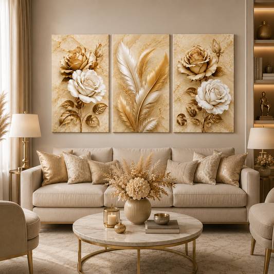 Tableau décoratif florale  - Beauté Dorée