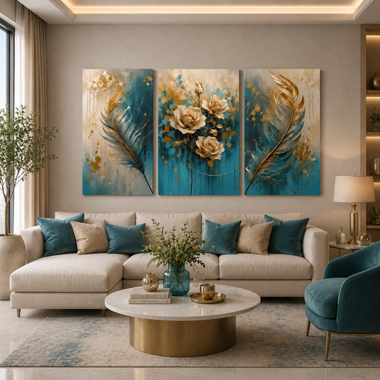 Tableau décoratif florale  - Symphonie Turquoise