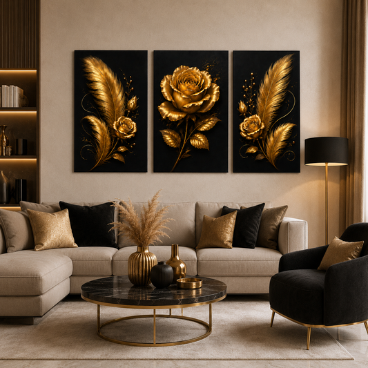 Tableau décoratif florale  - Rose Impériale Dorée