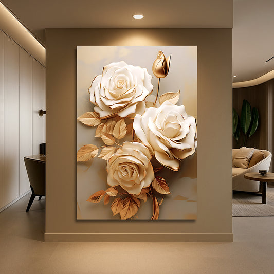 Tableau décoratif florale  -Roses- Cadre américain “Satiny”