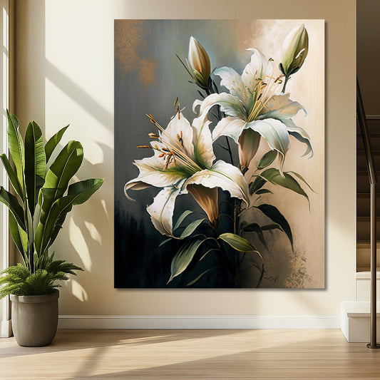 Tableau décoratif florale - Lilies - Cadre américain "Innocent"
