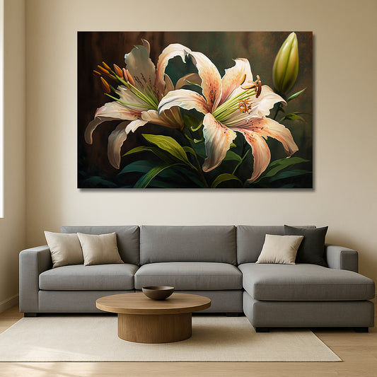 Tableau décoratif florale - Lilies - Cadre américain "Divine"