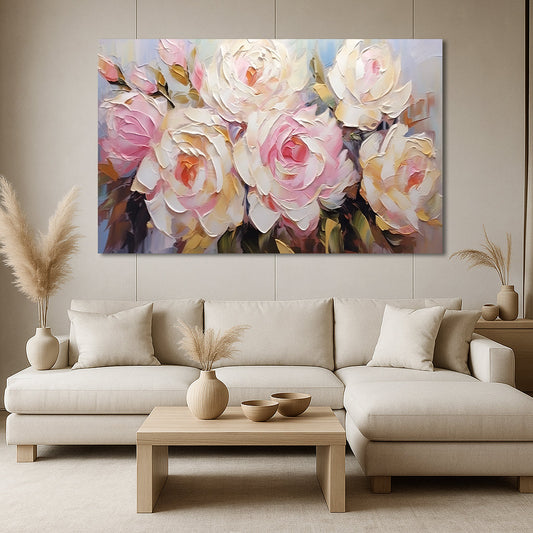 Tableau décoratif florale  - Roses - Cadre américain "Épanoui PROMO