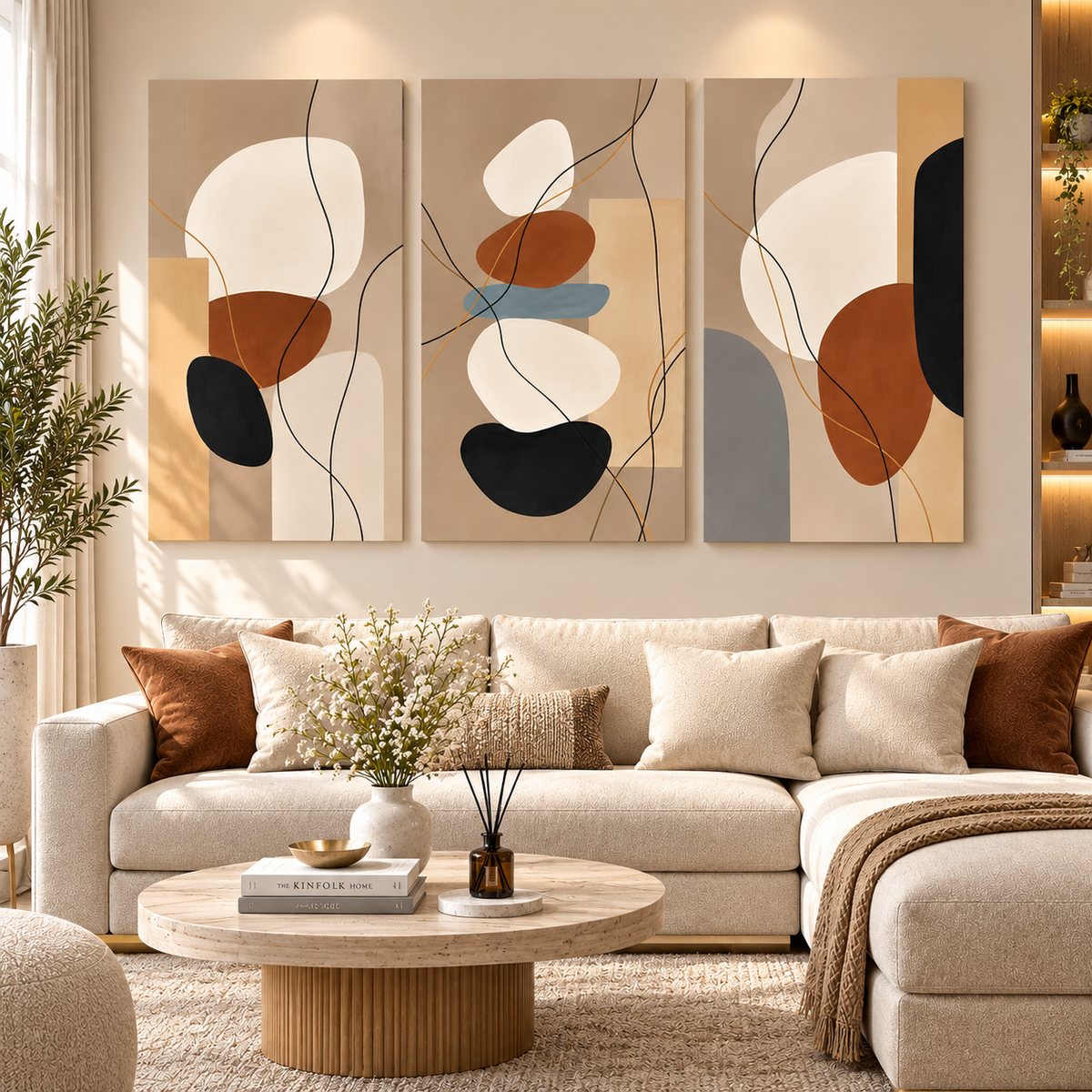 Tableau Triptyque Harmonie Abstraite