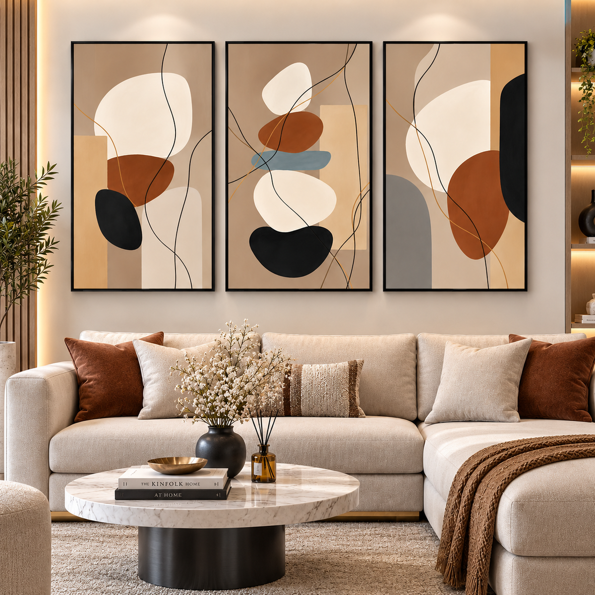 Tableau Triptyque Harmonie Abstraite