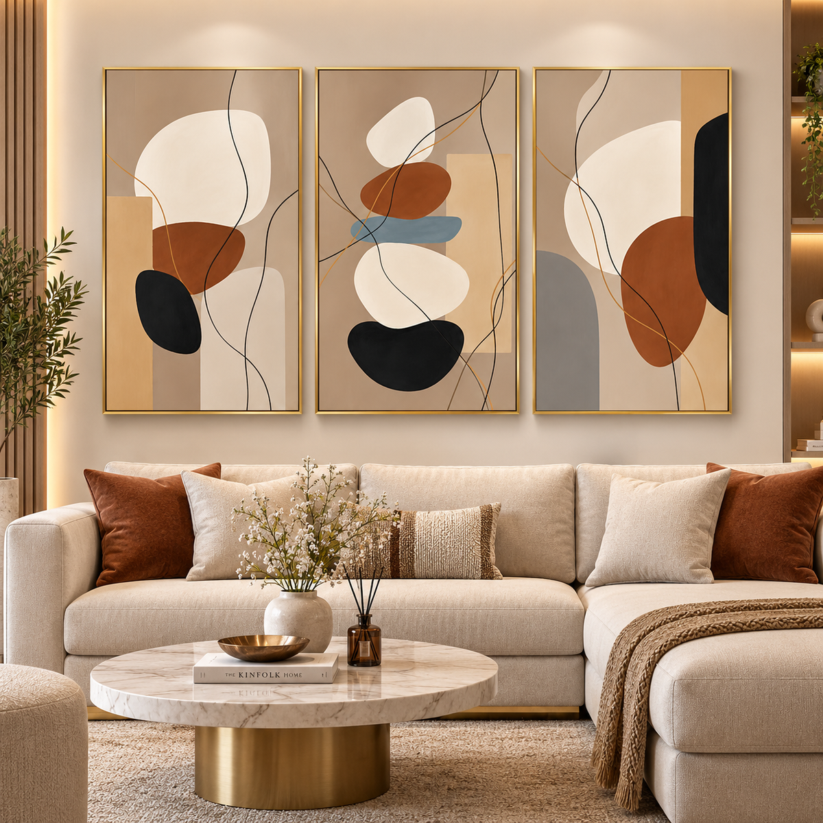Tableau Triptyque Harmonie Abstraite
