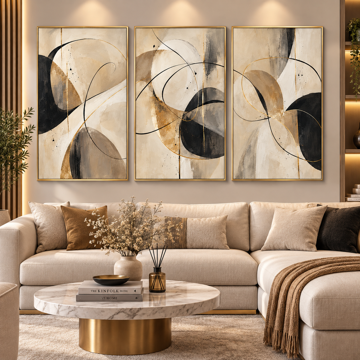 Tableau Triptyque Élégance Abstraite