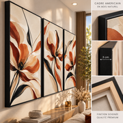 Tableau Triptyque Fleurs Terracotta