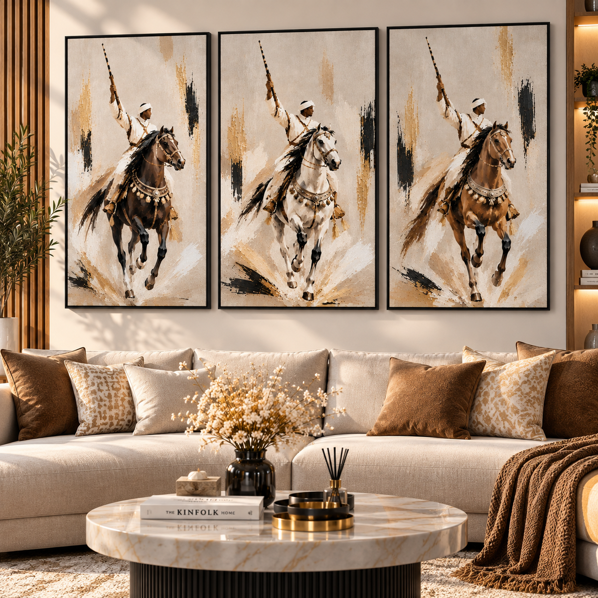 Tableau Triptyque Fantasia Marocaine