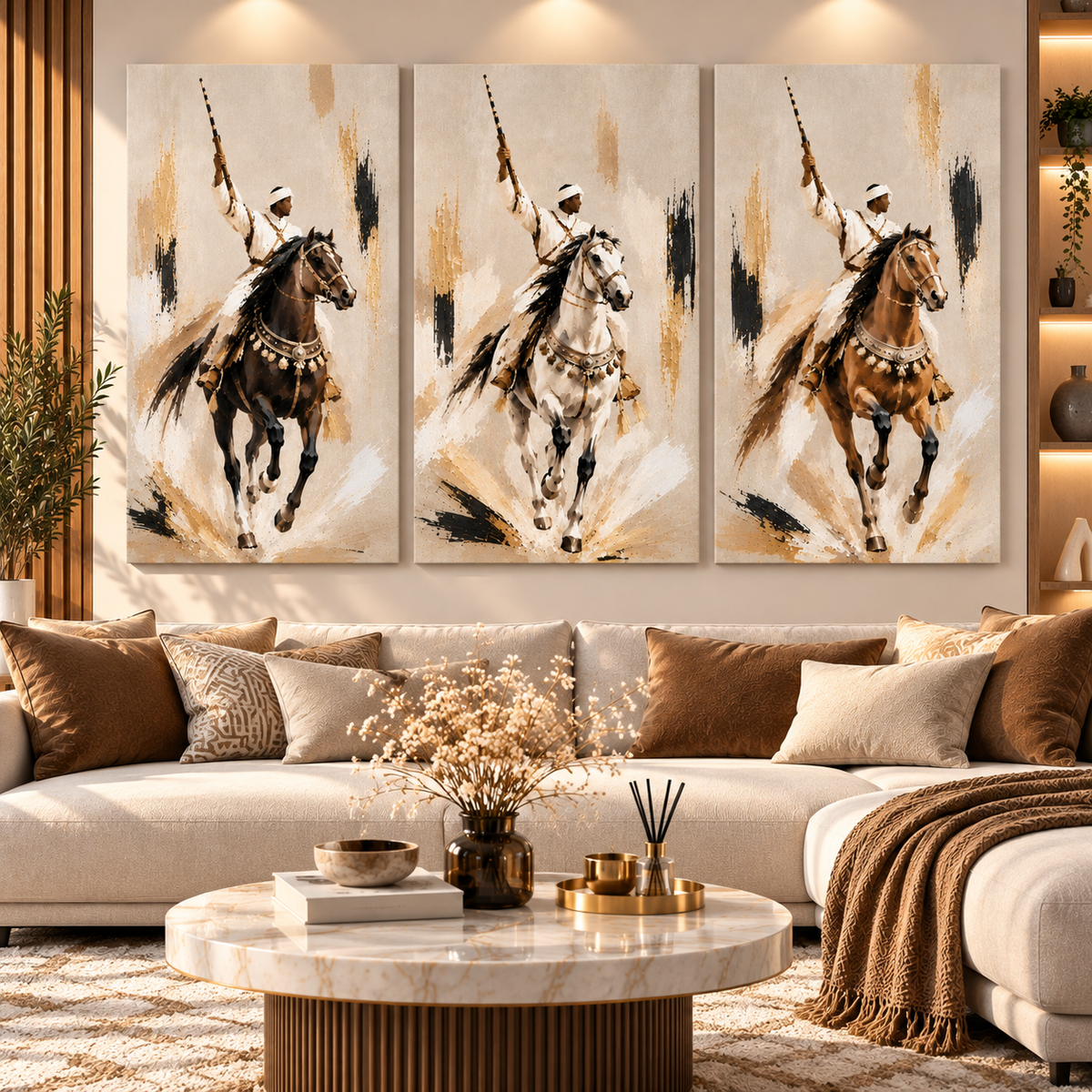 Tableau Triptyque Fantasia Marocaine