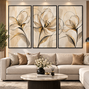 Tableau Triptyque Fleurs Élégantes