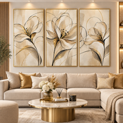 Tableau Triptyque Fleurs Élégantes