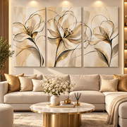 Tableau Triptyque Fleurs Élégantes