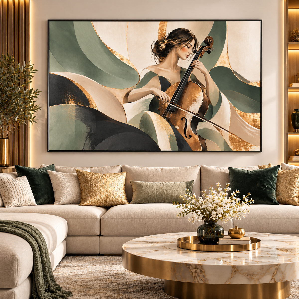 Tableau Mélodie Verte Dorée