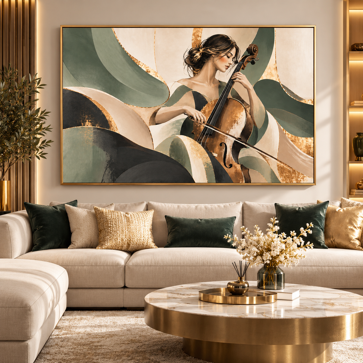 Tableau Mélodie Verte Dorée