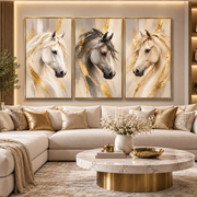 Tableau Triptyque Chevaux Majestueux