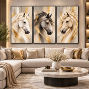 Tableau Triptyque Chevaux Majestueux