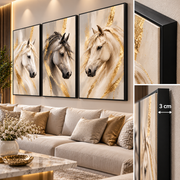 Tableau Triptyque Chevaux Majestueux