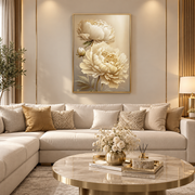 Tableau Pivoines Ivoire Élégantes