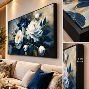 Tableau Roses Bleu Nuit
