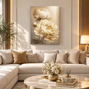 Tableau Pivoines Ivoire Élégantes