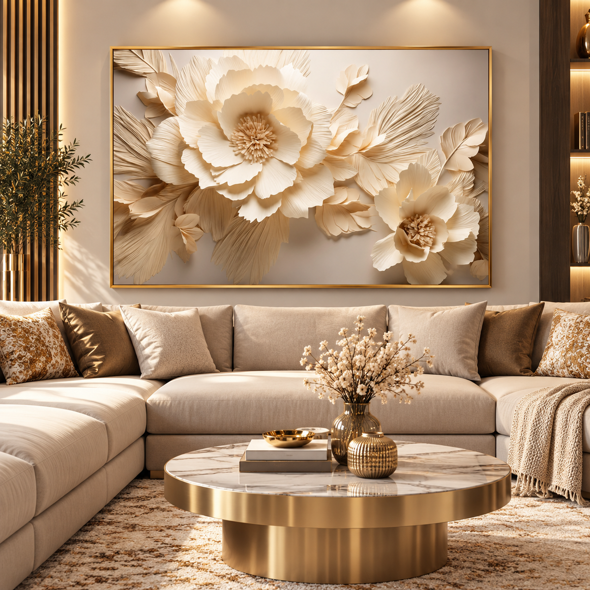 Tableau Fleurs Ivoire Élégantes