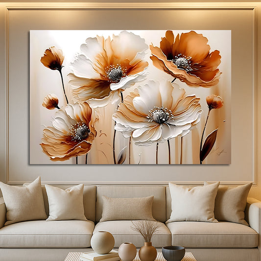 Tableau décoratif florale - Coquelicots - Cadre américain "Pureté"
