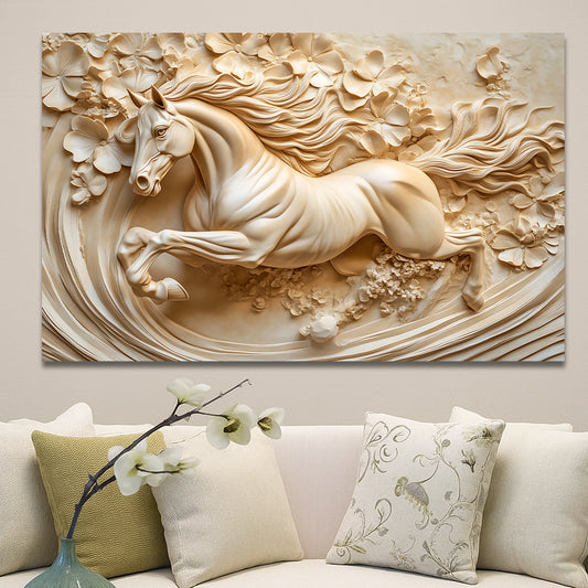 Tableau décoratif Cheval -florale- Cadre américain