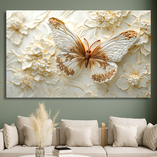 Tableau décoratif florale  -papillon-