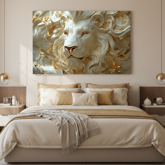 Tableau décoratif Lion -Magnifique- Cadre américain