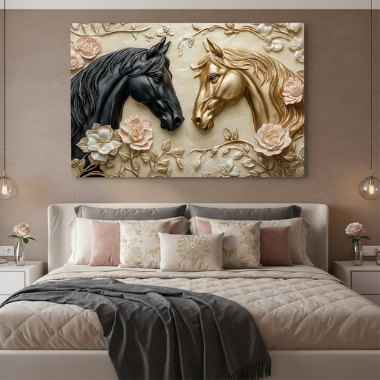 Tableau décoratif chevaux - Cadre américain "rêveur"