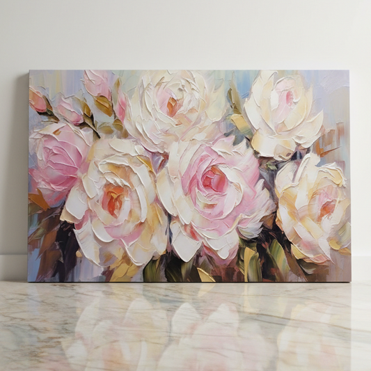 Tableau décoratif florale  - Roses - Cadre américain "Épanoui NEW