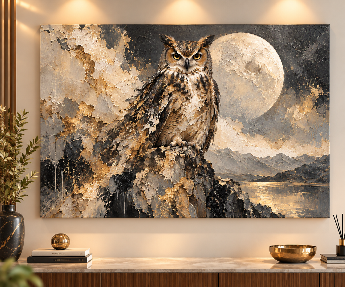 Tableau Hibou Clair de Lune