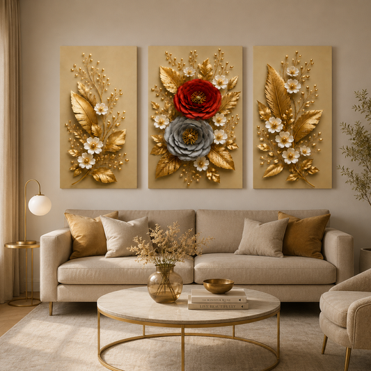 Tableau décoratif florale  - Passion Dorée