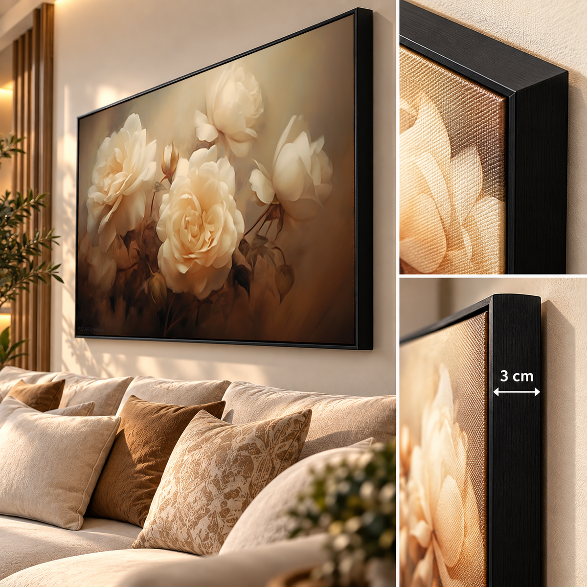 Tableau Roses Lumière Dorée