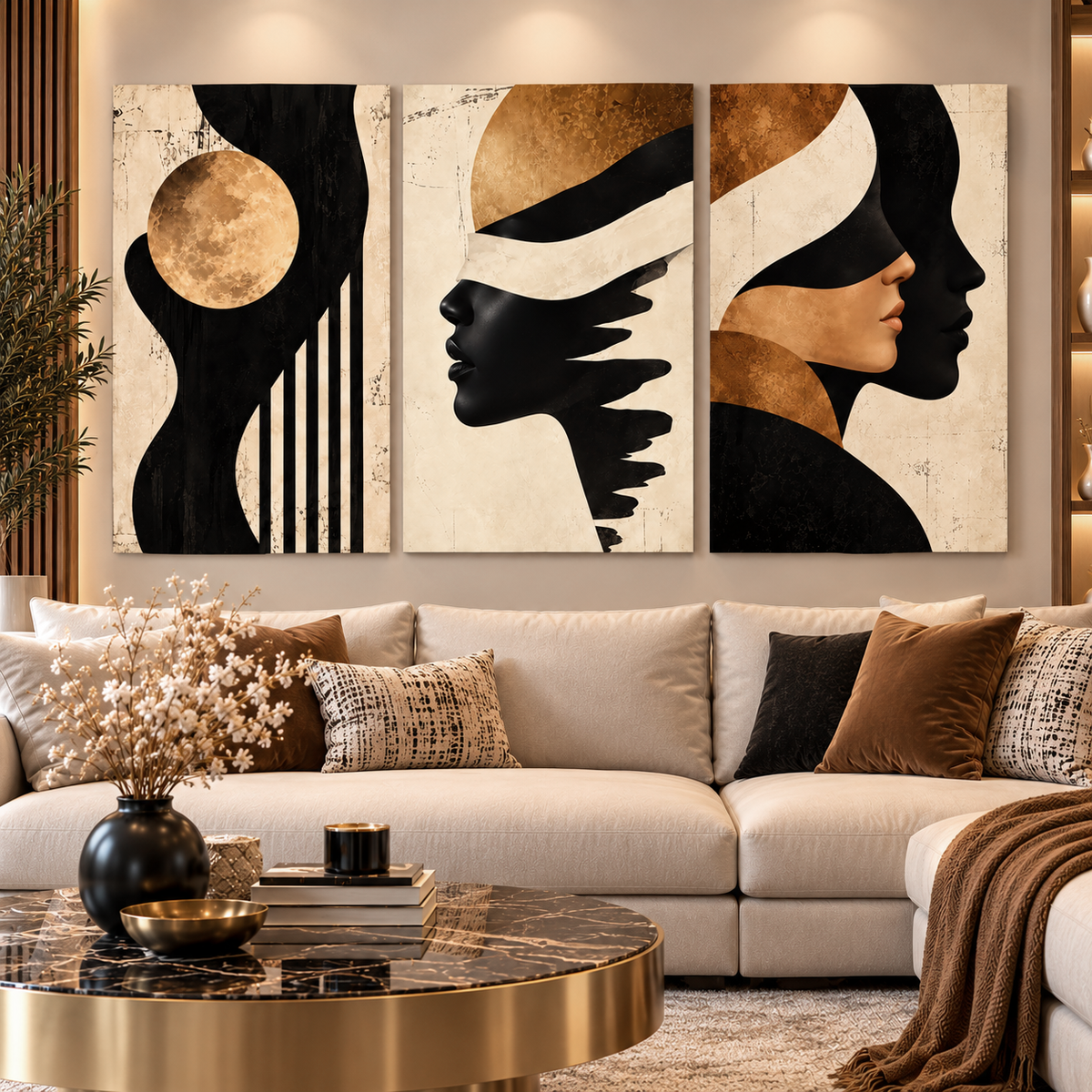 Tableau Visages d’Ombre Dorée