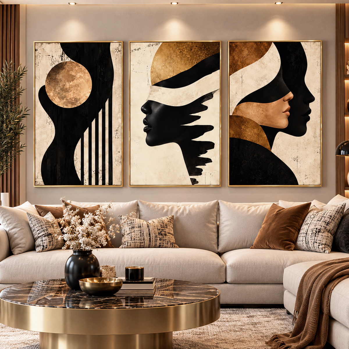 Tableau Visages d’Ombre Dorée