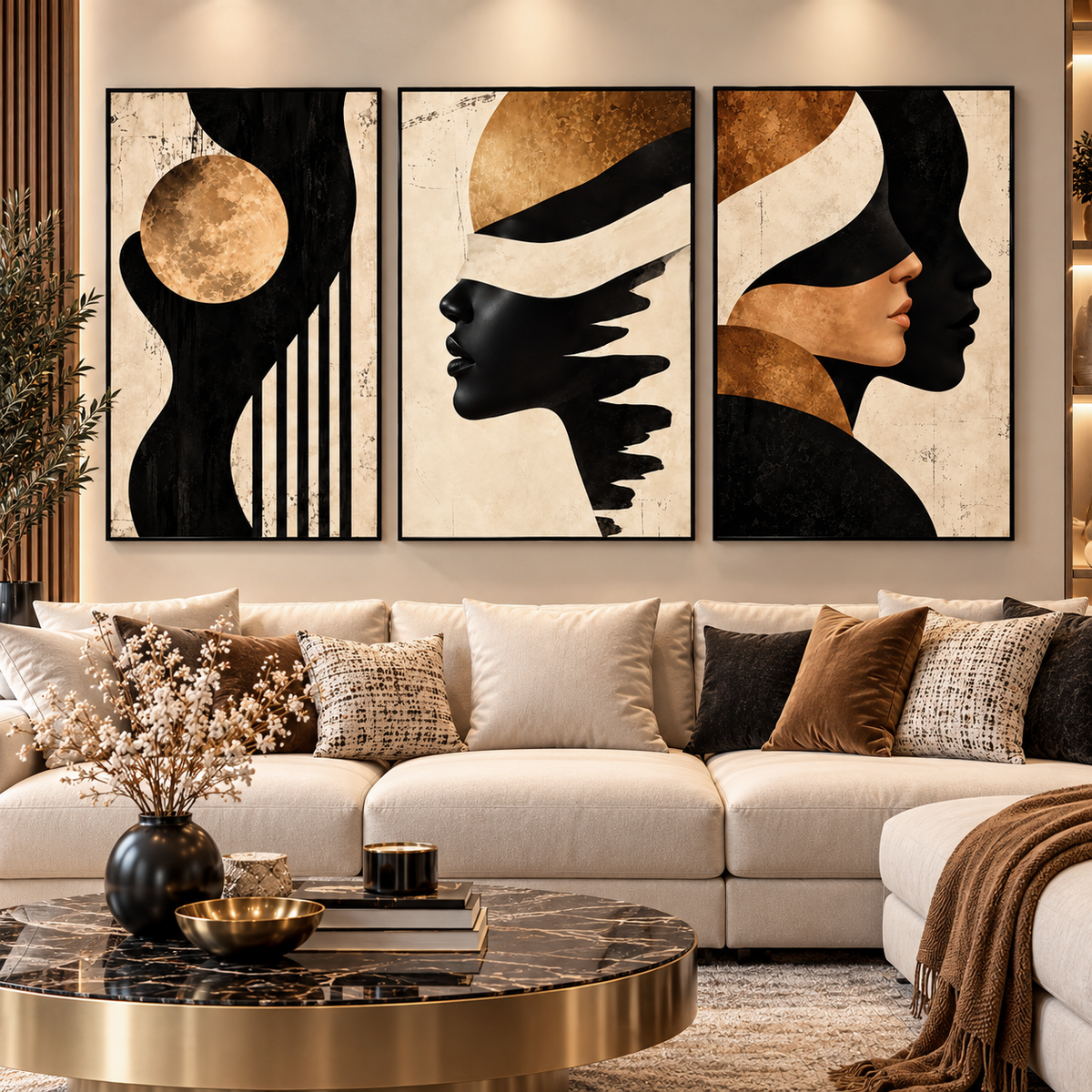 Tableau Visages d’Ombre Dorée