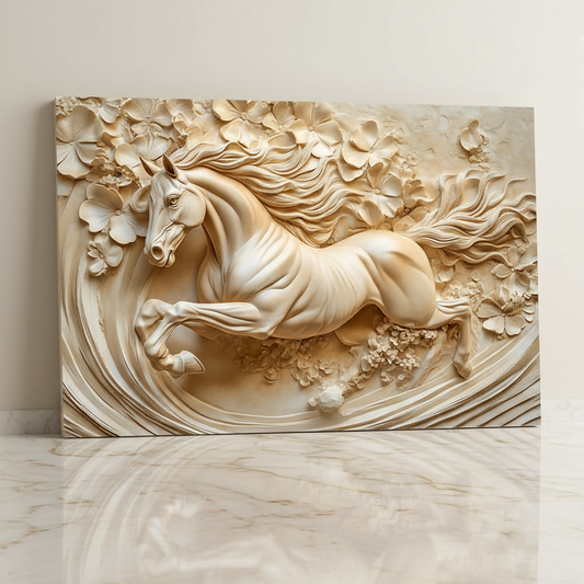 Tableau décoratif Cheval -florale- Cadre américain NEW